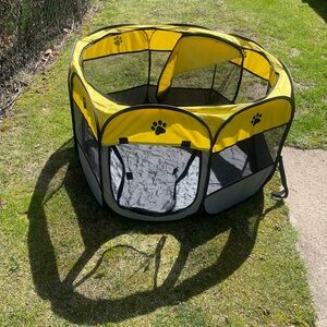 Yellow and Black Collapsable Puppy Playpen